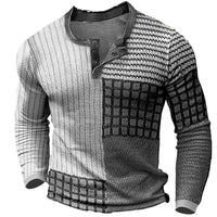 European And American 3d Printed Three-button Long-sleeved Pullover