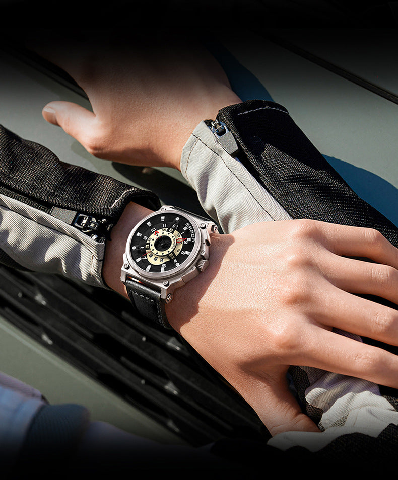 Sanda New Hollow Cool Creative Large Dial Belt Men's Quartz Watch