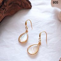 Real Gold Natural Shell Black Color Shell Water Drop Shape Earrings