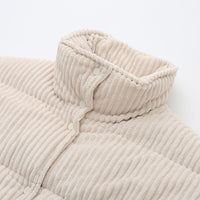 Warm Corduroy Puffer Jacket Coat Short Loose Cotton Coat