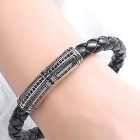 Stainless Steel Ornament Leather Rope Bracelet