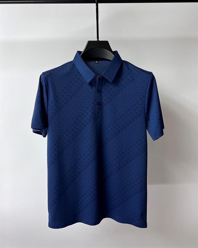 Men's Summer Plaid Ice Silk Lapel Short Sleeve