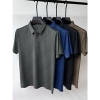 Men's Summer Plaid Ice Silk Lapel Short Sleeve