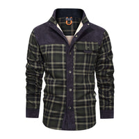 Thickened Shirt Jacket With Classic Plaid Fuzzy Fleece Lining Inside Design