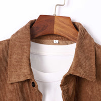 Men's Fashion Stitching Corduroy Long-sleeved Shirt