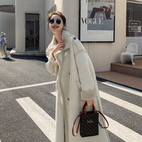 Women's Fashionable Suede White Fur Coat