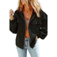 Women's Brushed Plush Hooded Pocket Jacket Coat