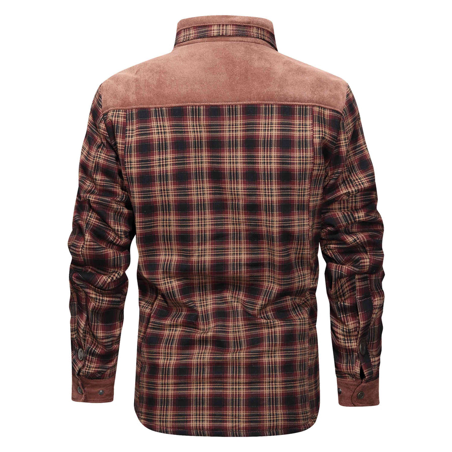 Thickened Shirt Jacket With Classic Plaid Fuzzy Fleece Lining Inside Design