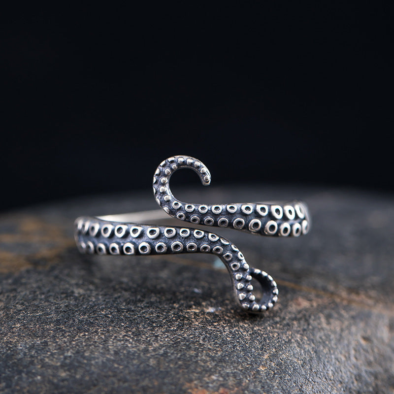 Antique Finish Fashion Personality And Creativity Octopus Touch Cell Phone Finger Ring