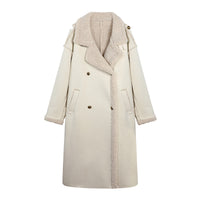 Women's Fashionable Suede White Fur Coat