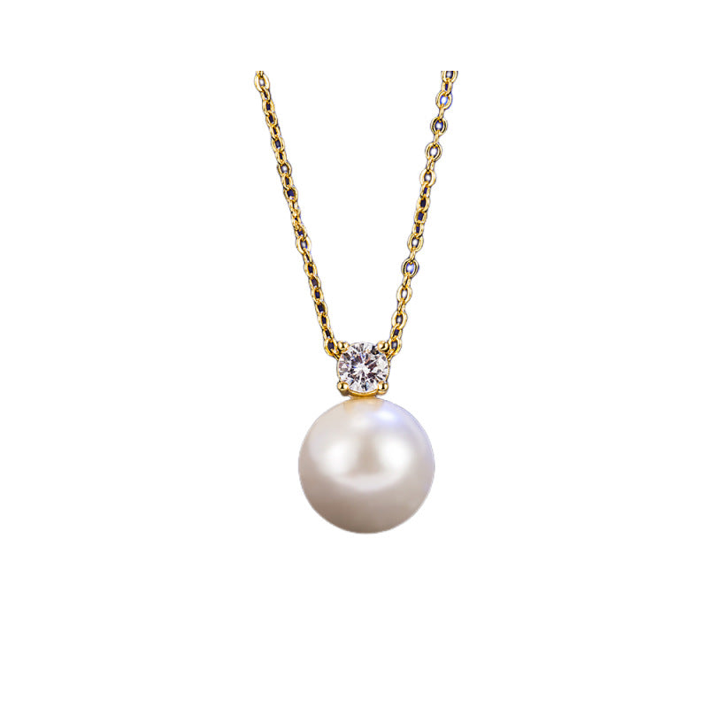 Women's Light Luxury Single Rhinestone Pearl Necklace