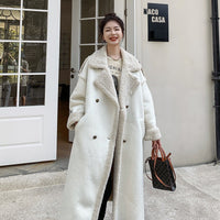 Women's Fashionable Suede White Fur Coat