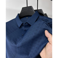 Men's Summer Plaid Ice Silk Lapel Short Sleeve