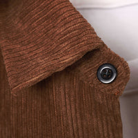 Men's Fashion Stitching Corduroy Long-sleeved Shirt