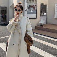 Women's Fashionable Suede White Fur Coat